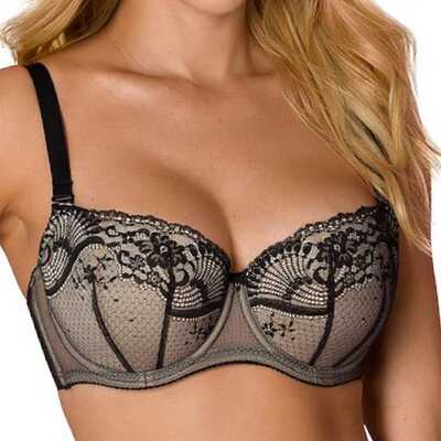 Biustonosz balkonetka 466 czarno-beżowy