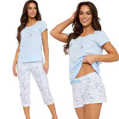 Piżama damska So delicate 466/344 3-częściowa nieb